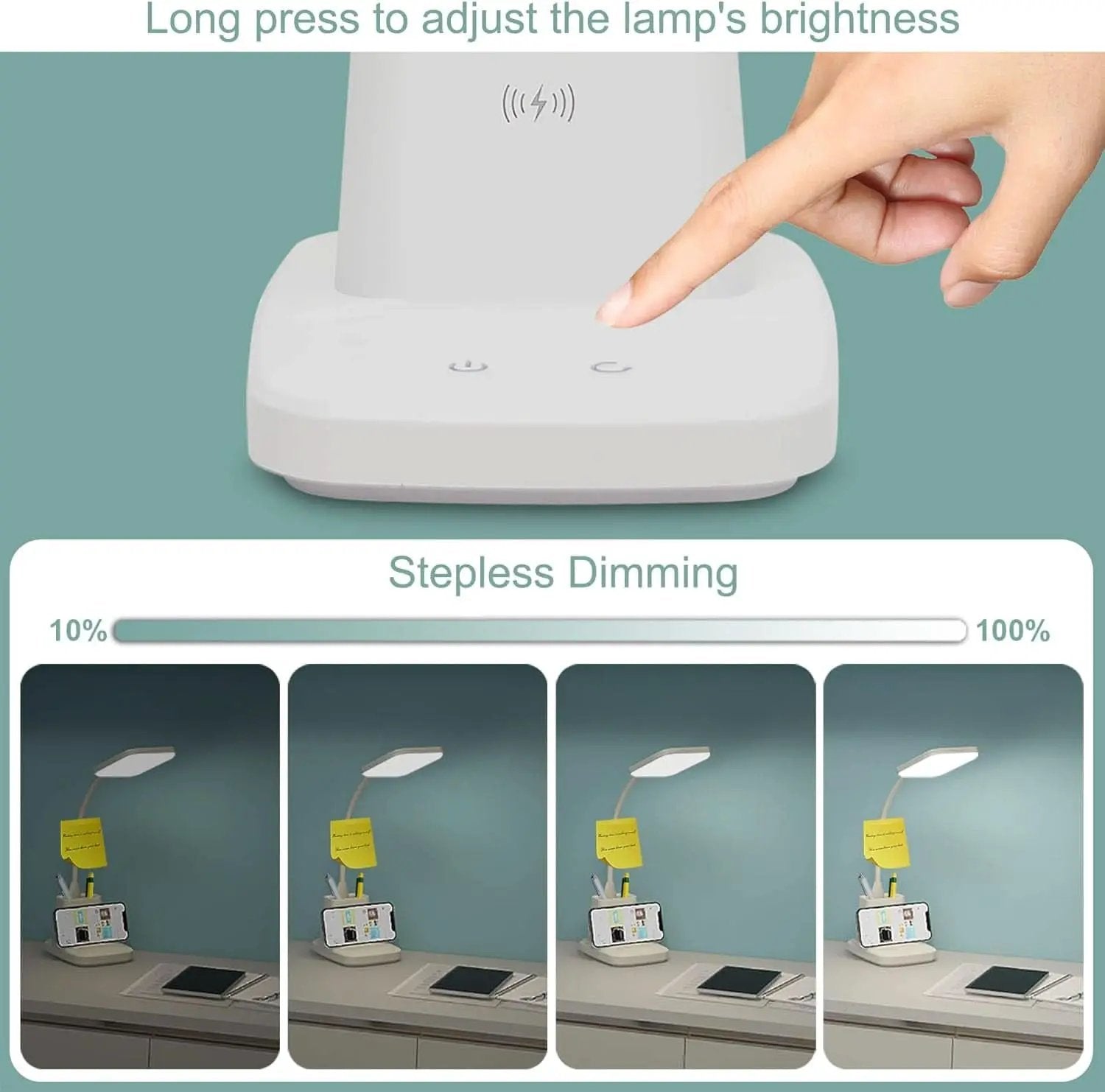 LED Desk Lamp With Wireless Charger White 800 Lumen from PriceLows™