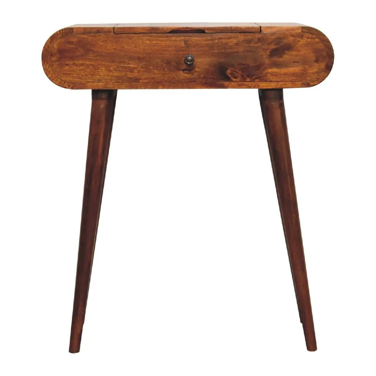 Mini Round Fold Vanity Chestnut | 27.56 x 13.78 x 31.1 in | Mango Wood | Bathroom