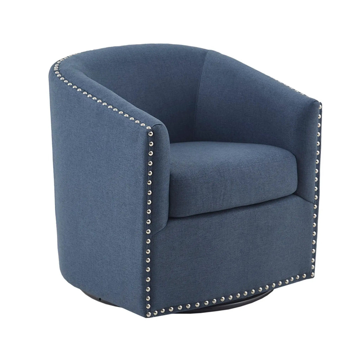 Swivel Chair With 360 Degree Rotation | Silver Nailhead Accents | Metal Base | High-Density Foam Cushion