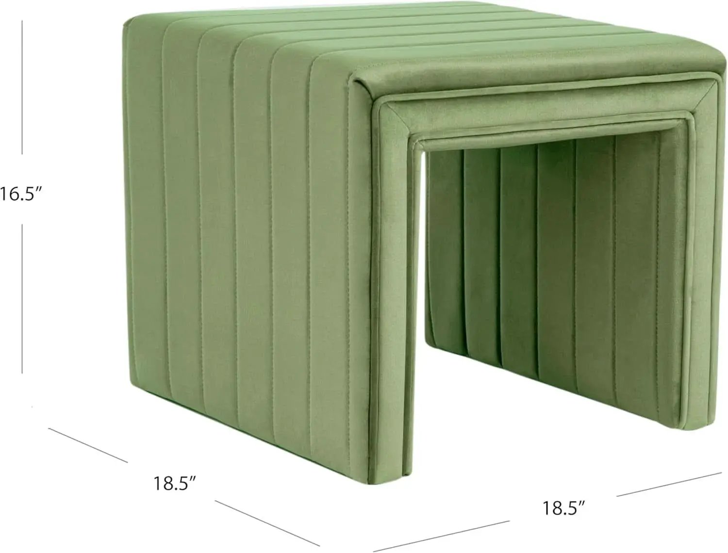 Green Velvety Tufted Ottoman Footstool 18.5 Inches from PriceLows™