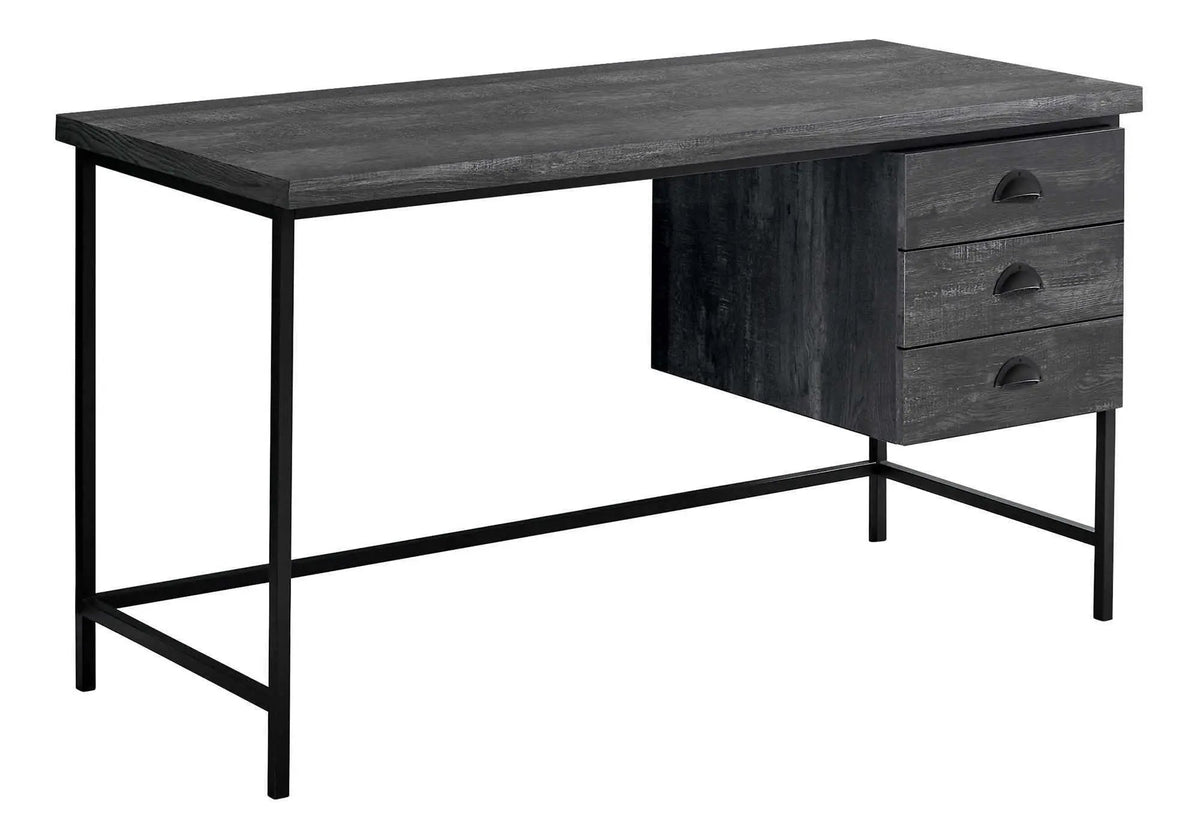 Computer Desk | 3 Storage Drawers | Metal Glides | 55.25 Inch Length