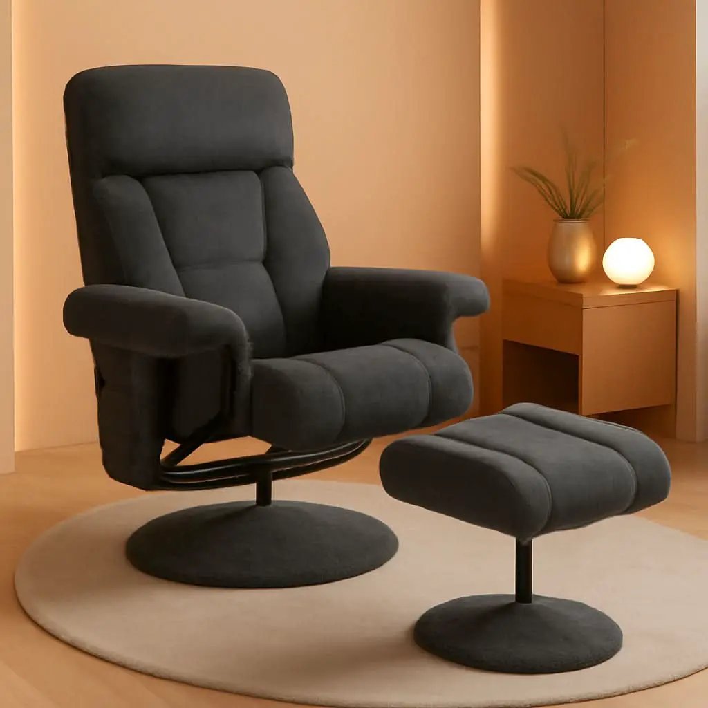 Dark Grey Swivel Recliner With Ottoman Vibration Massage from PriceLows™