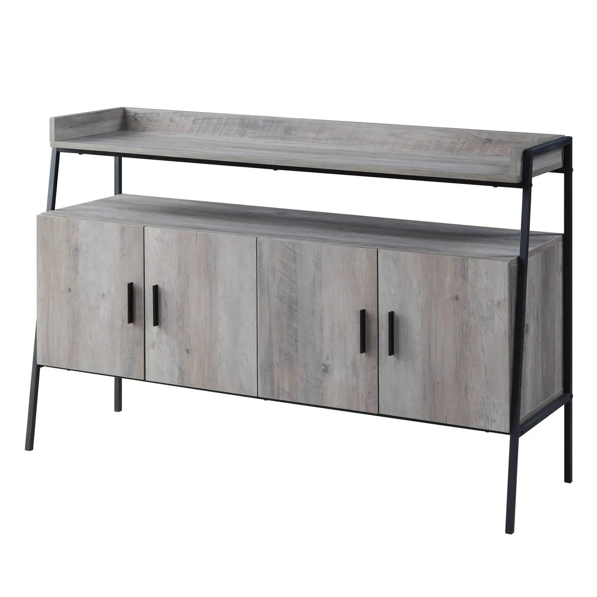 Samiya TV Stand | Gray Oak And Black Finish | Composite Wood Metal And MDF | 52 Inch Width