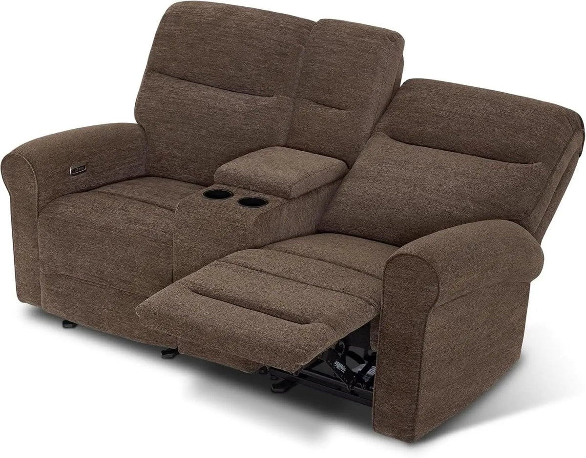 78 Inch Wall Hugger Power Loveseat USB Ports Dark Brown from PriceLows™