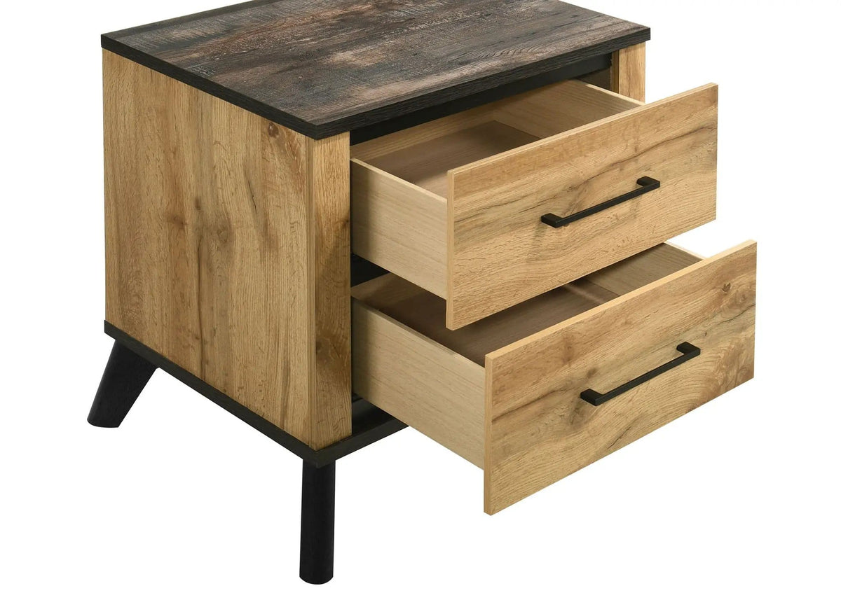 Kaywood 2-drawer Nightstand Bedside Table Natural Pine | 23.25 x 17.25 x 22 in | Engineered Wood & Metal | Bedroom
