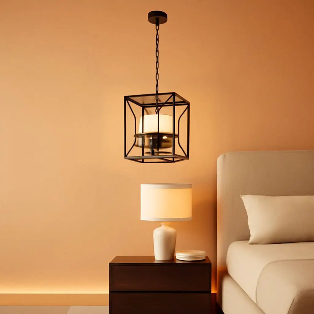 Black Farmhouse 4 Light Chandelier Pendant Light Adjustable from PriceLows™