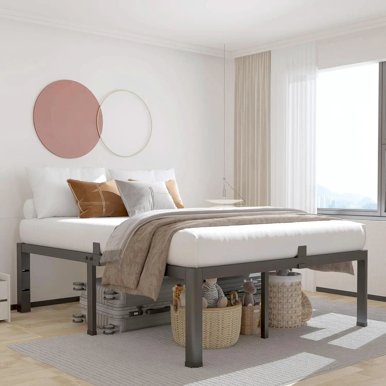 Premium King Size Metal Bed Frame With Under Bed Storage from PriceLows™