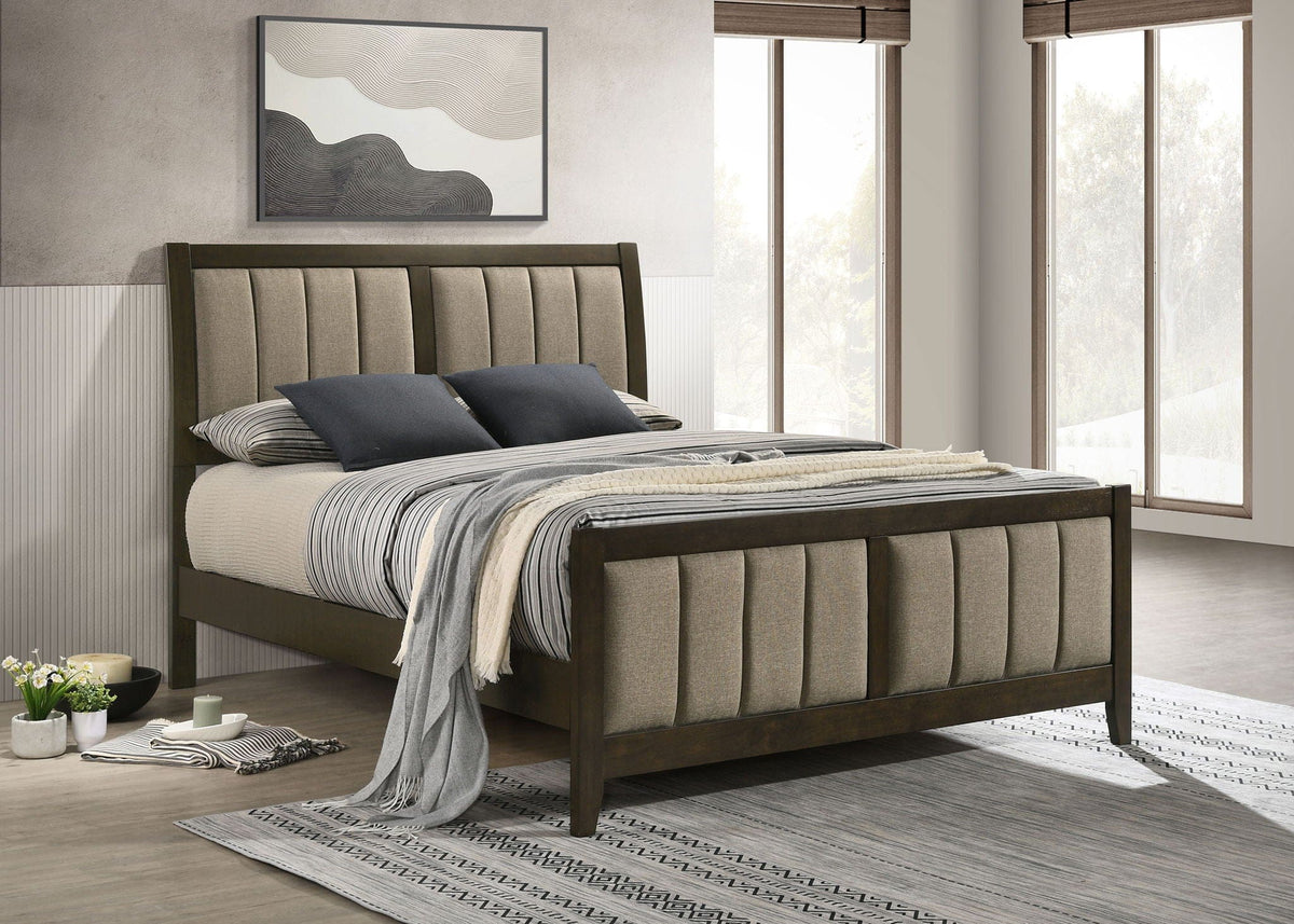 Wilkes 51-inch Upholstered Queen Bed Dark Cocoa | 63.25 x 86.5 x 50.5 in | Fabric | Bedroom