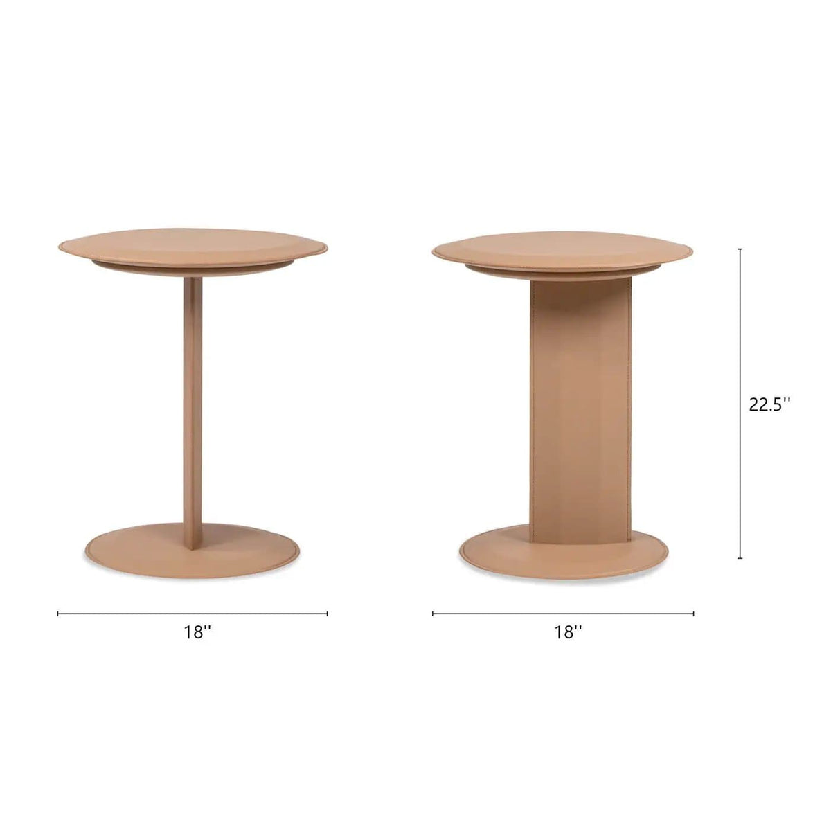 Mode Leatherette Round C-Shaped Sofa Side Table | 18 x 18 x 22.5 in | Living Room Furniture | Saddle Brown
