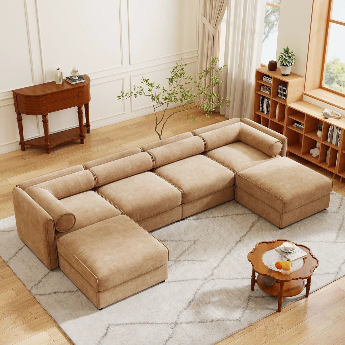 Contemporary Elegant Sofa With Storage And Ottoman 2 Piece Living Room Set | 2 Piece Living Room Set | Living Room Furniture | Living Room