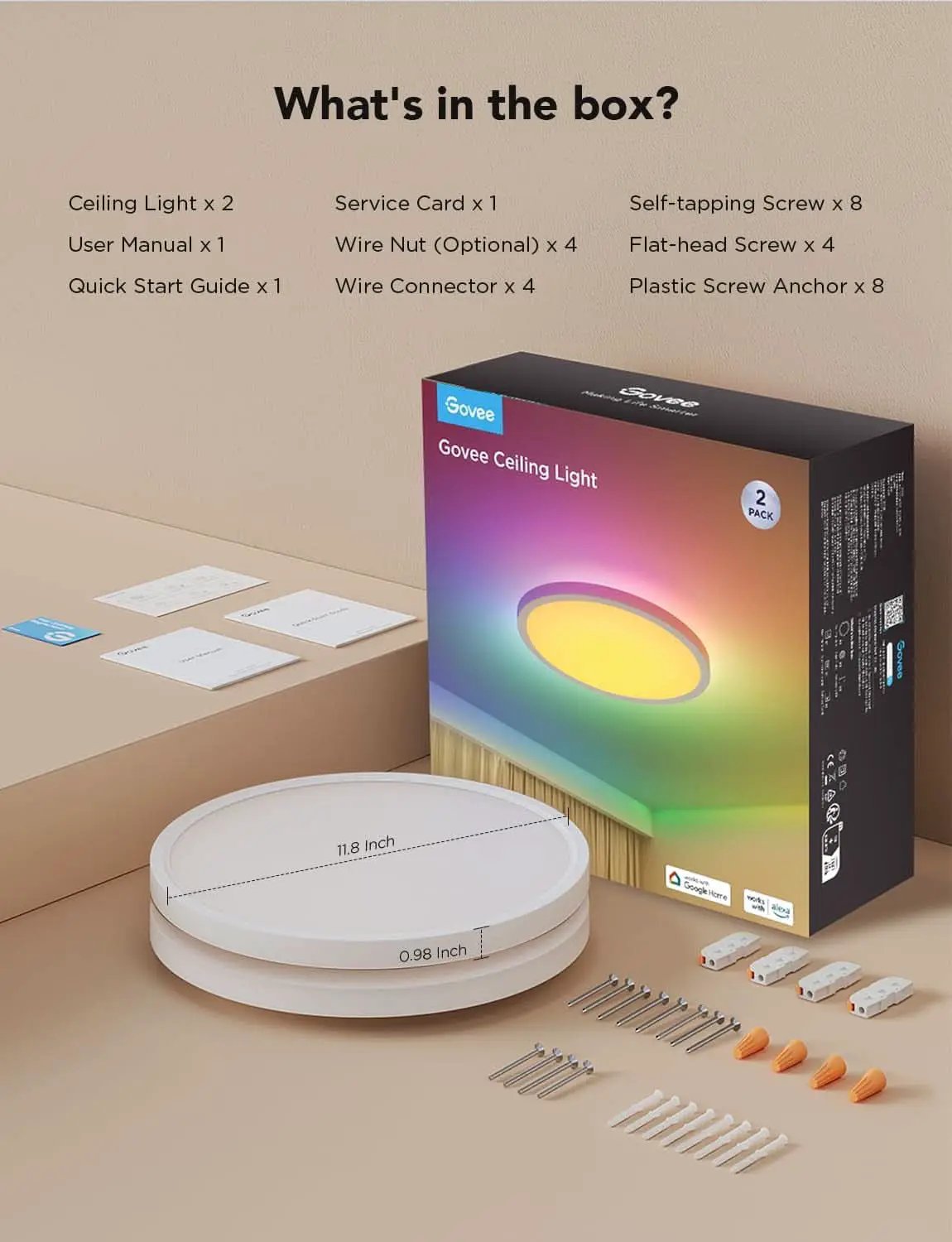 RGBIC Smart Ceiling Light 12 Inch Alexa Compatible from PriceLows™