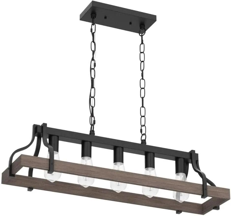 Rustic 5 Light Linear Chandelier Kitchen Island Black from PriceLows™