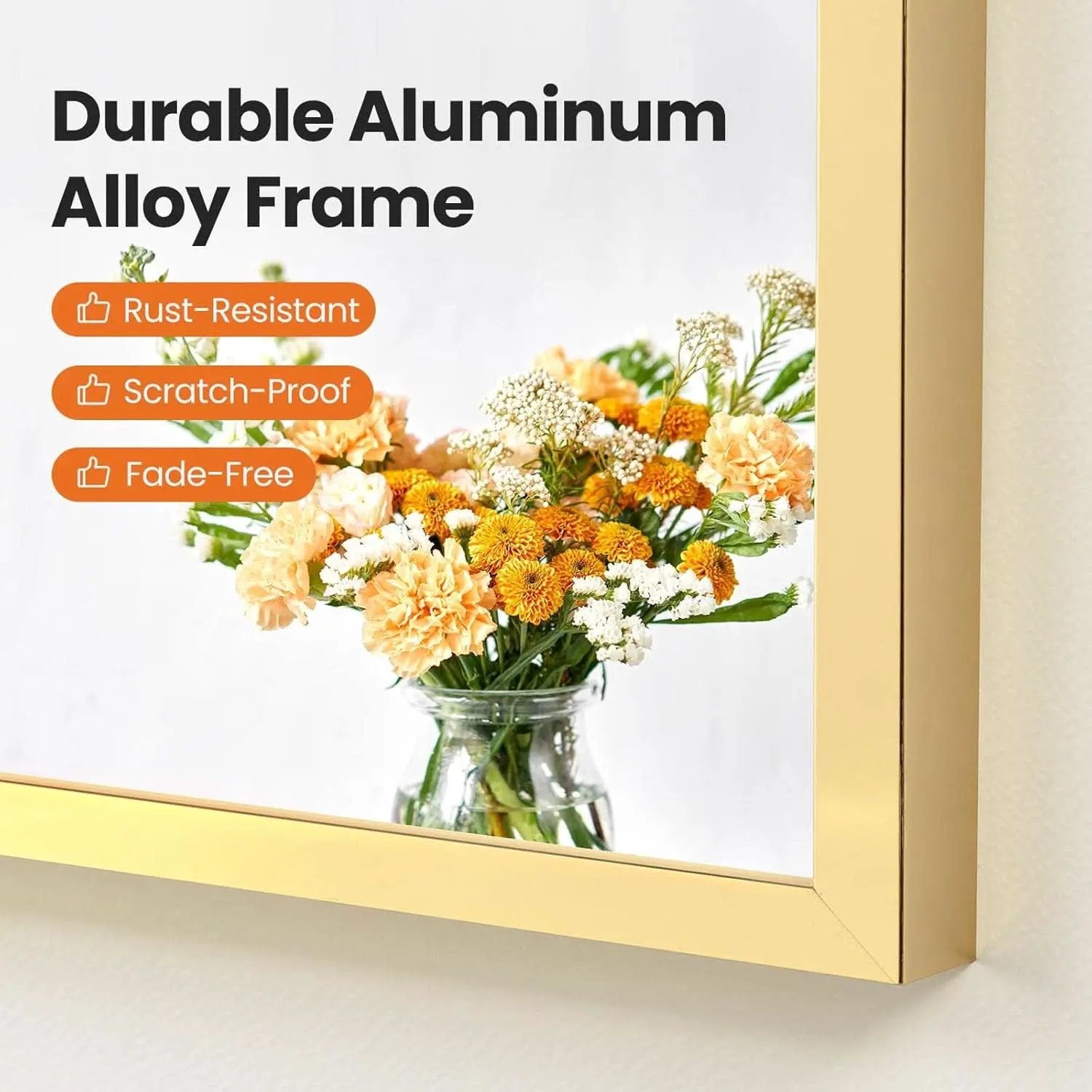 24x36 Arched Gold Bathroom Wall Mount Mirror Metal Frame from PriceLows™