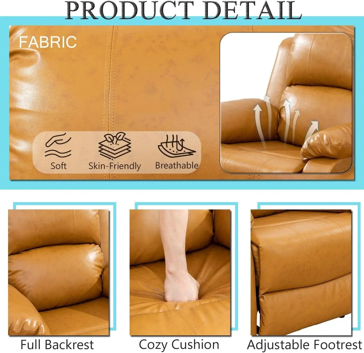 Ginger Leather Recliner Sofa Set 3 Piece With Storage from PriceLows™