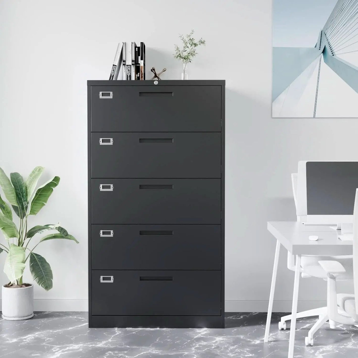 5 Drawer Lateral File Cabinet Lockable Metal Office Storage from PriceLows™