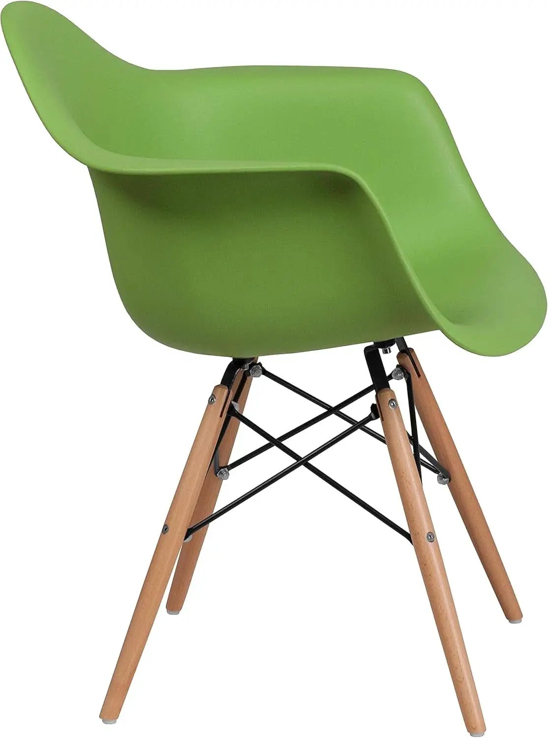 Alonza Green Plastic Chair With Wooden Legs For Dining Room from PriceLows™