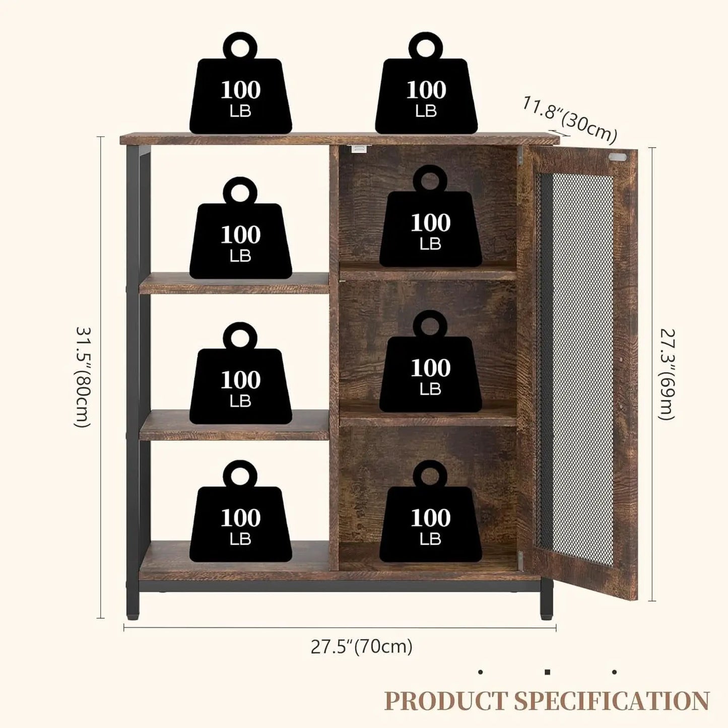 Mini Coffee Bar Cabinet 27.5 Inch Brown Finish Storage Unit from PriceLows™