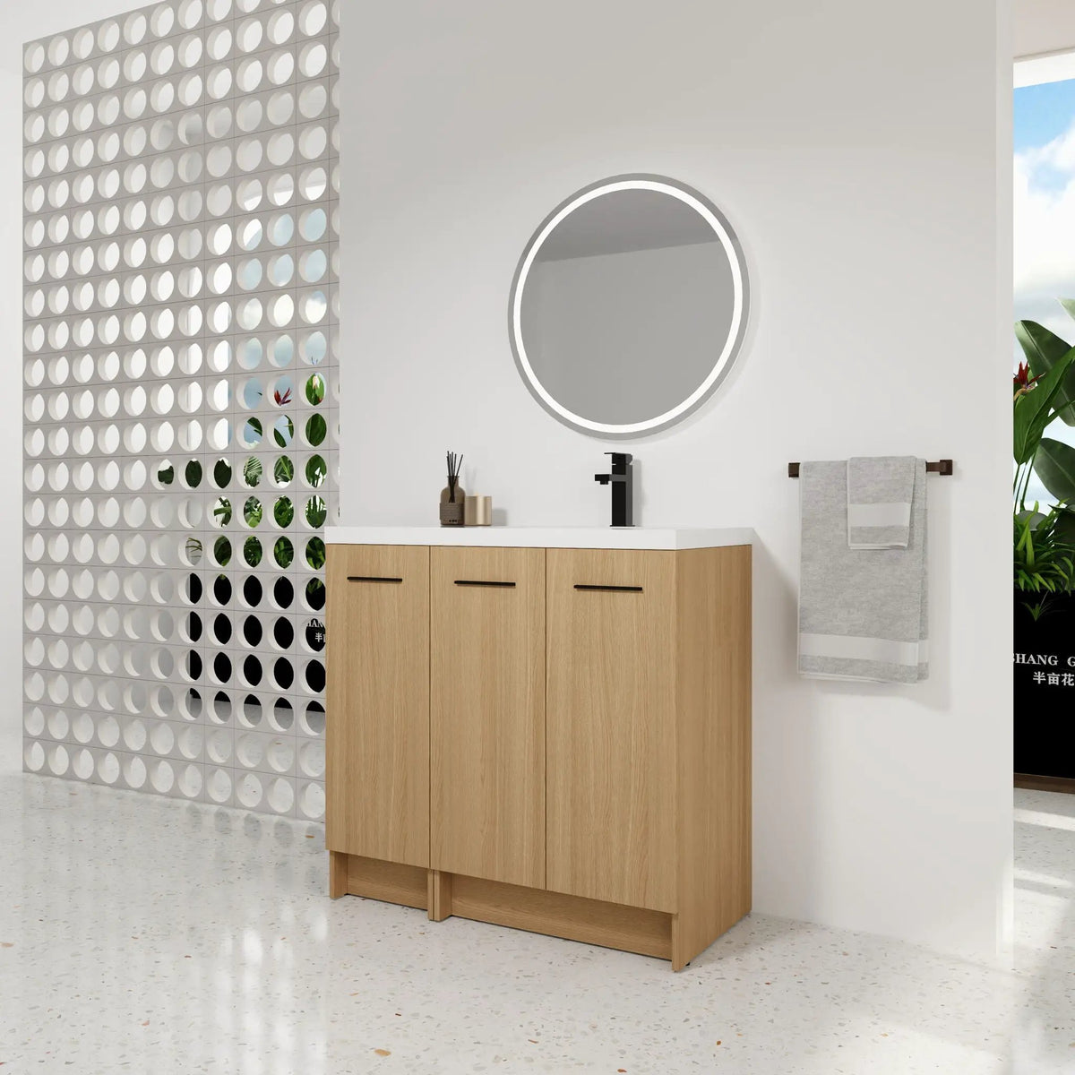 Wall Mounted Floating Bathroom Vanity | 3 Door Modular | Gel Coat Sink