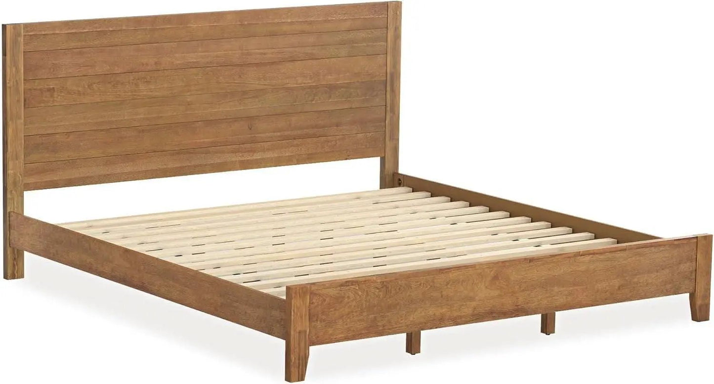 King Size Acacia Wood Platform Bed Frame With Headboard from PriceLows™