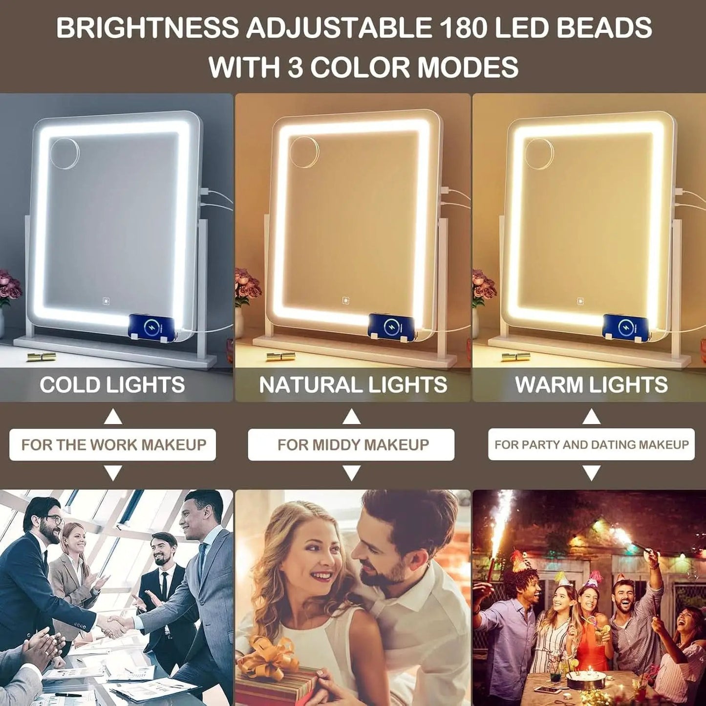 LED Makeup Vanity Mirror With Lights 15.2 Inch White from PriceLows™