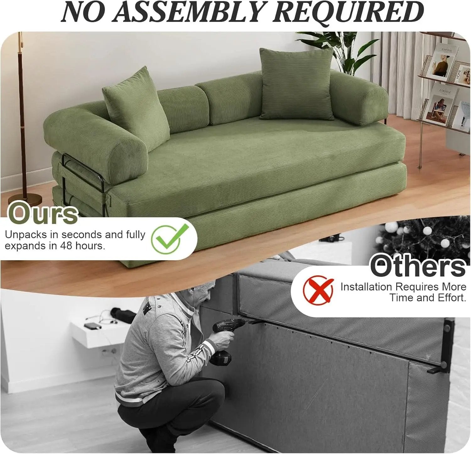 78.5 Inch Convertible Folding Sofa Bed with Versatility from PriceLows™