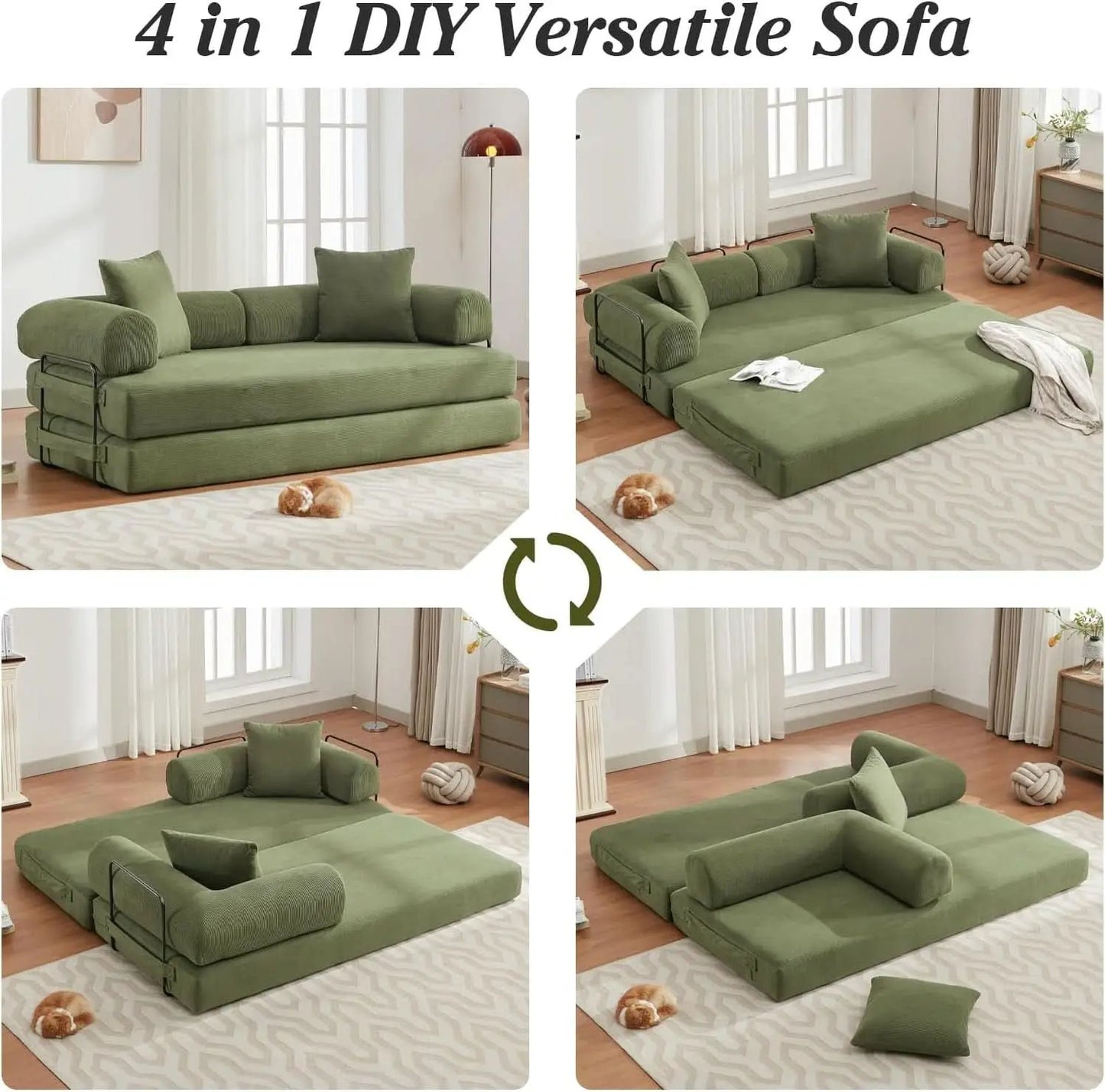 78.5 Inch Convertible Folding Sofa Bed with Versatility from PriceLows™