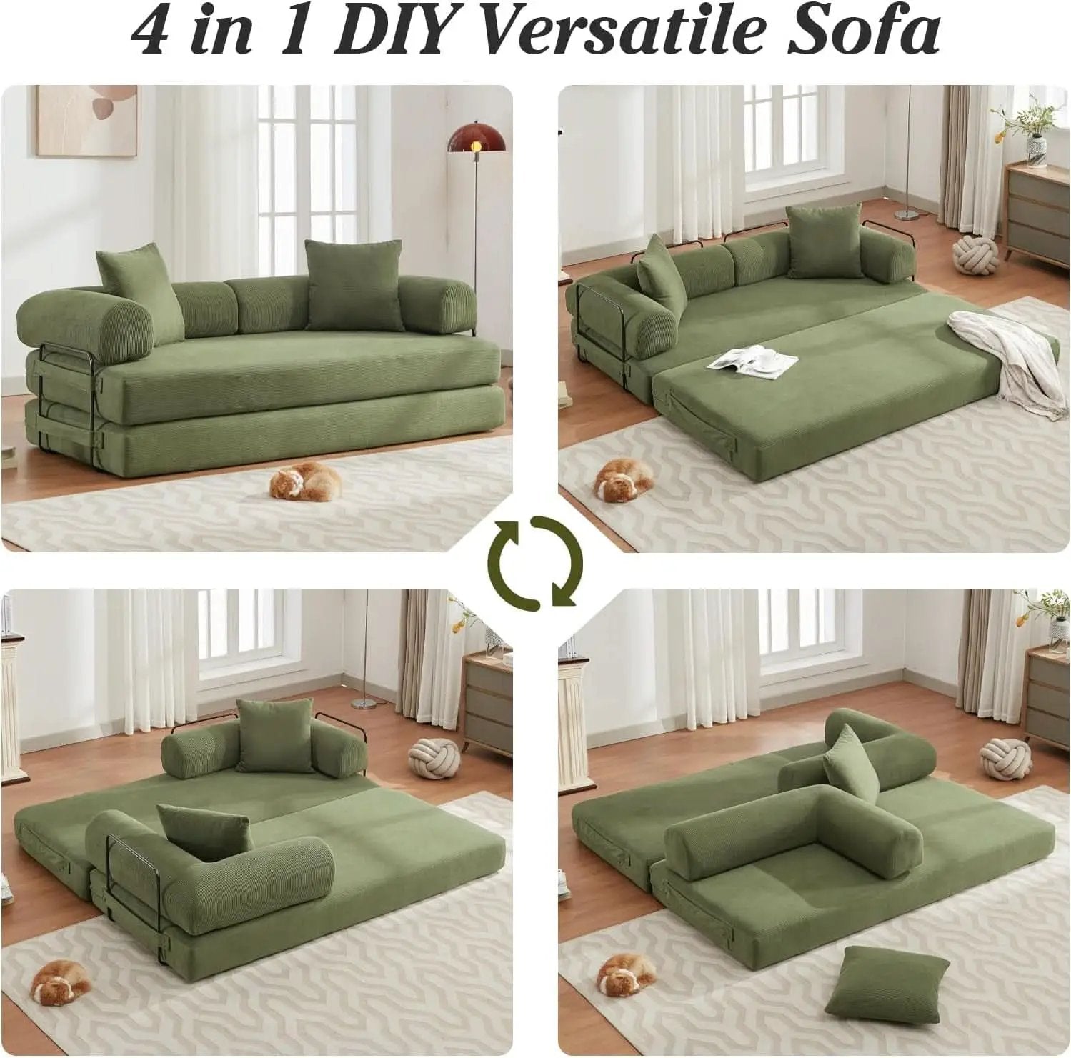 78.5 Inch Convertible Folding Sofa Bed with Versatility from PriceLows™