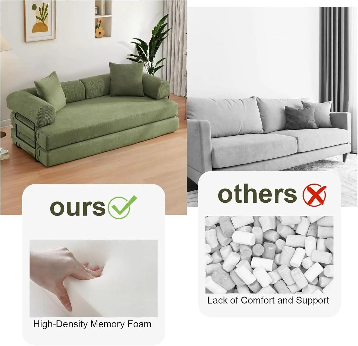 78.5 Inch Convertible Folding Sofa Bed with Versatility from PriceLows™