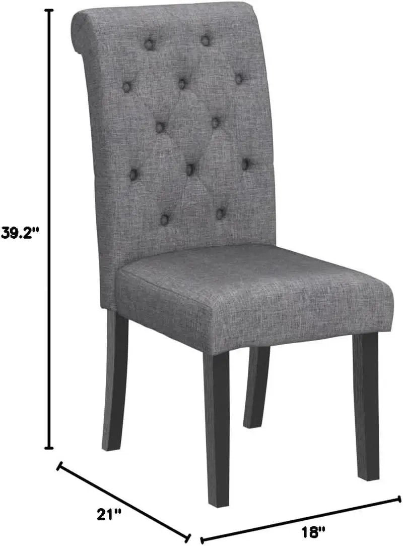 Leviton Gray Solid Wood Tufted Dining Chair Set Of 2 from PriceLows™