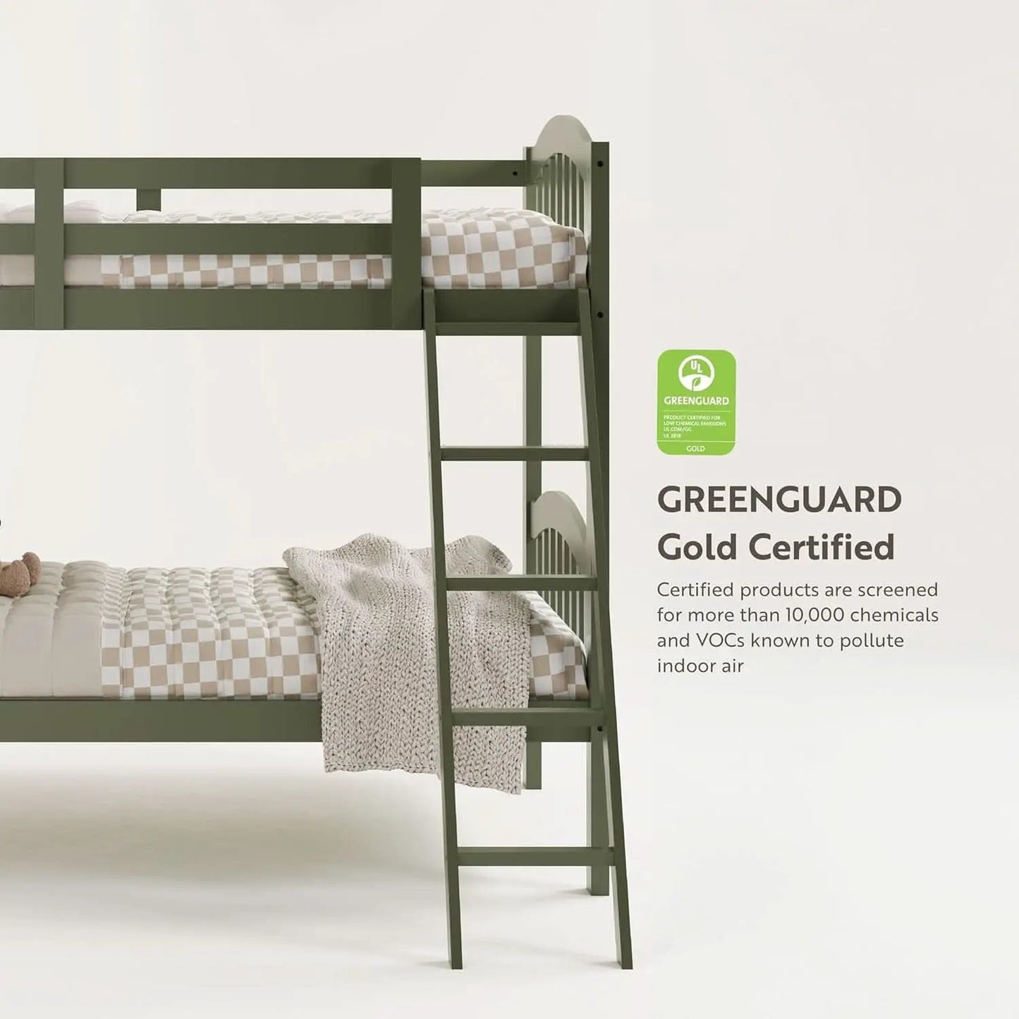 Olive Twin Over Twin Bunk Bed Converts To Two Beds from PriceLows™
