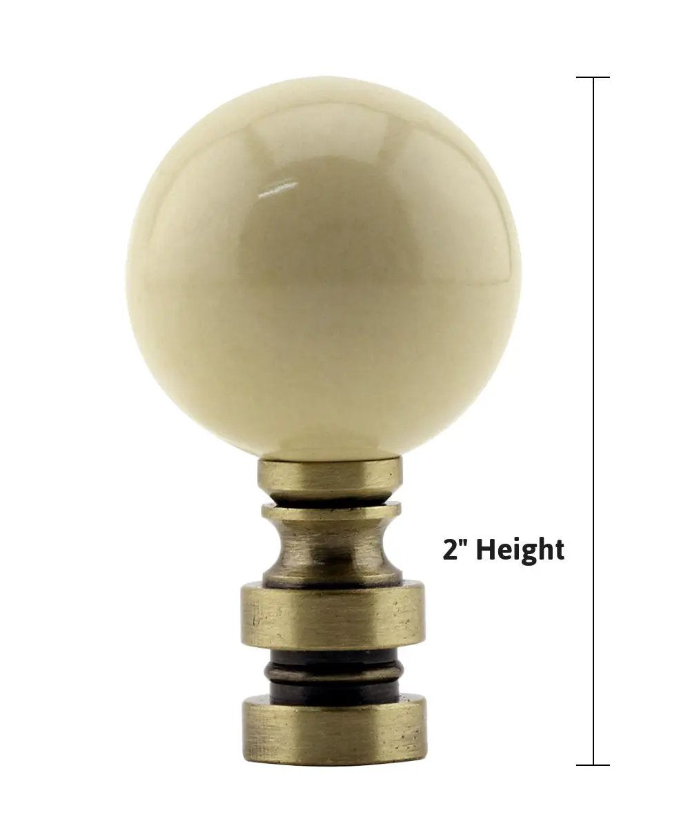 Ceramic Lamp Finial | Ivory | Antique Base | 2 Inch