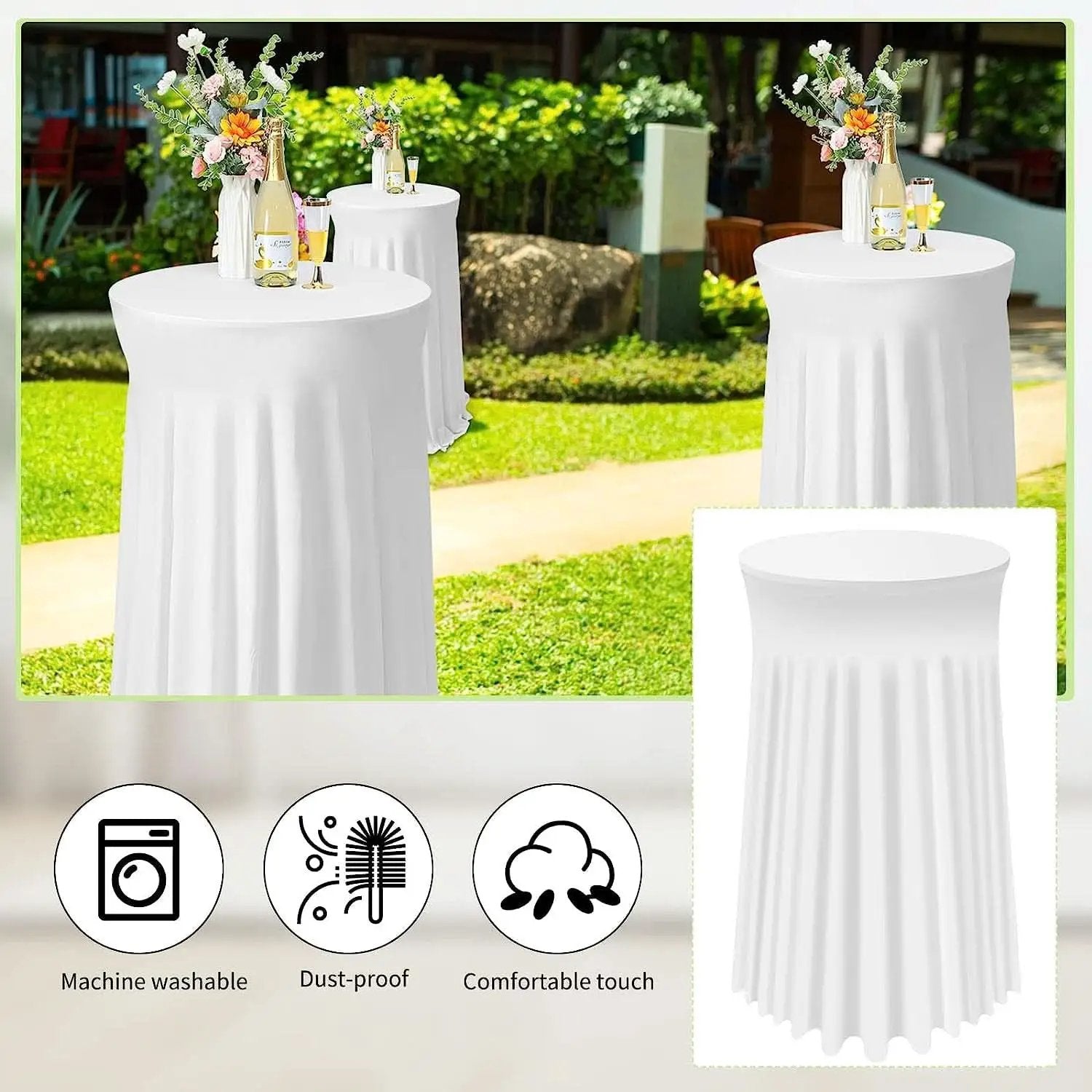 White Spandex Cocktail Tablecloths 32 Inch Round Pack Of 4 from PriceLows™