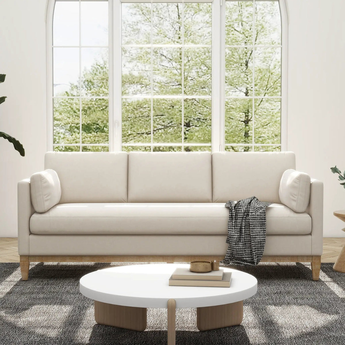Knox Modern Farmhouse Sofa | Feather-Down Wrapped Cushions | Reversible Cushions | 84 Inch Length
