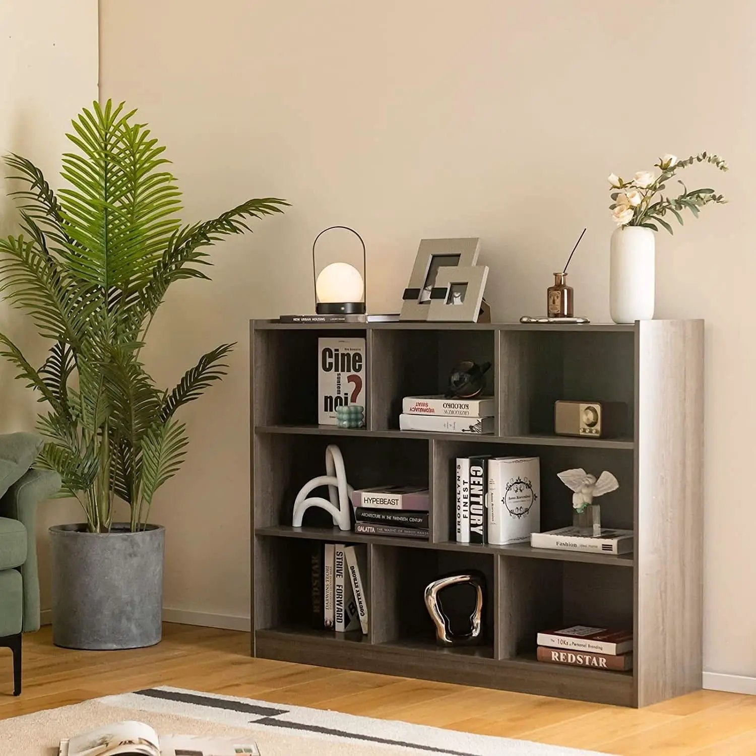 Grey 8 Cube Modular Bookcase For Living Rooms With Display from PriceLows™