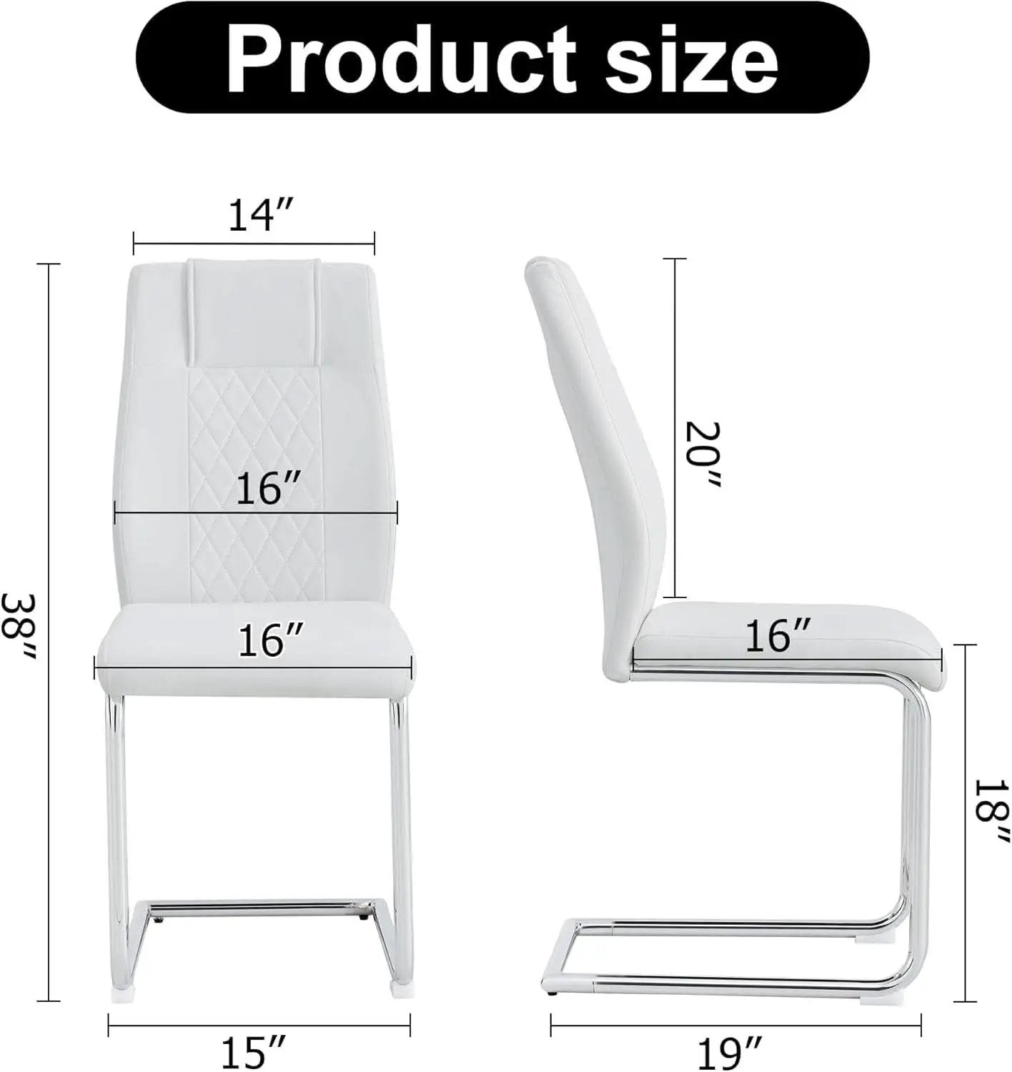 White Faux Leather Dining Chairs Four Pack Chrome Finish from PriceLows™