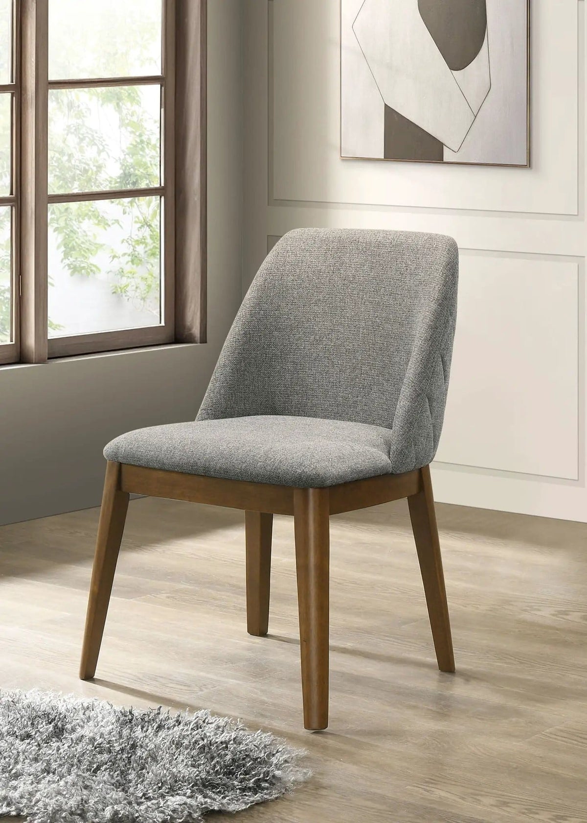 Franklin Upholstered Dining Side Chair Grey (Set of 2) | 22.75 x 23 x 33 in | Rubberwood & Engineered Wood | Dining Room