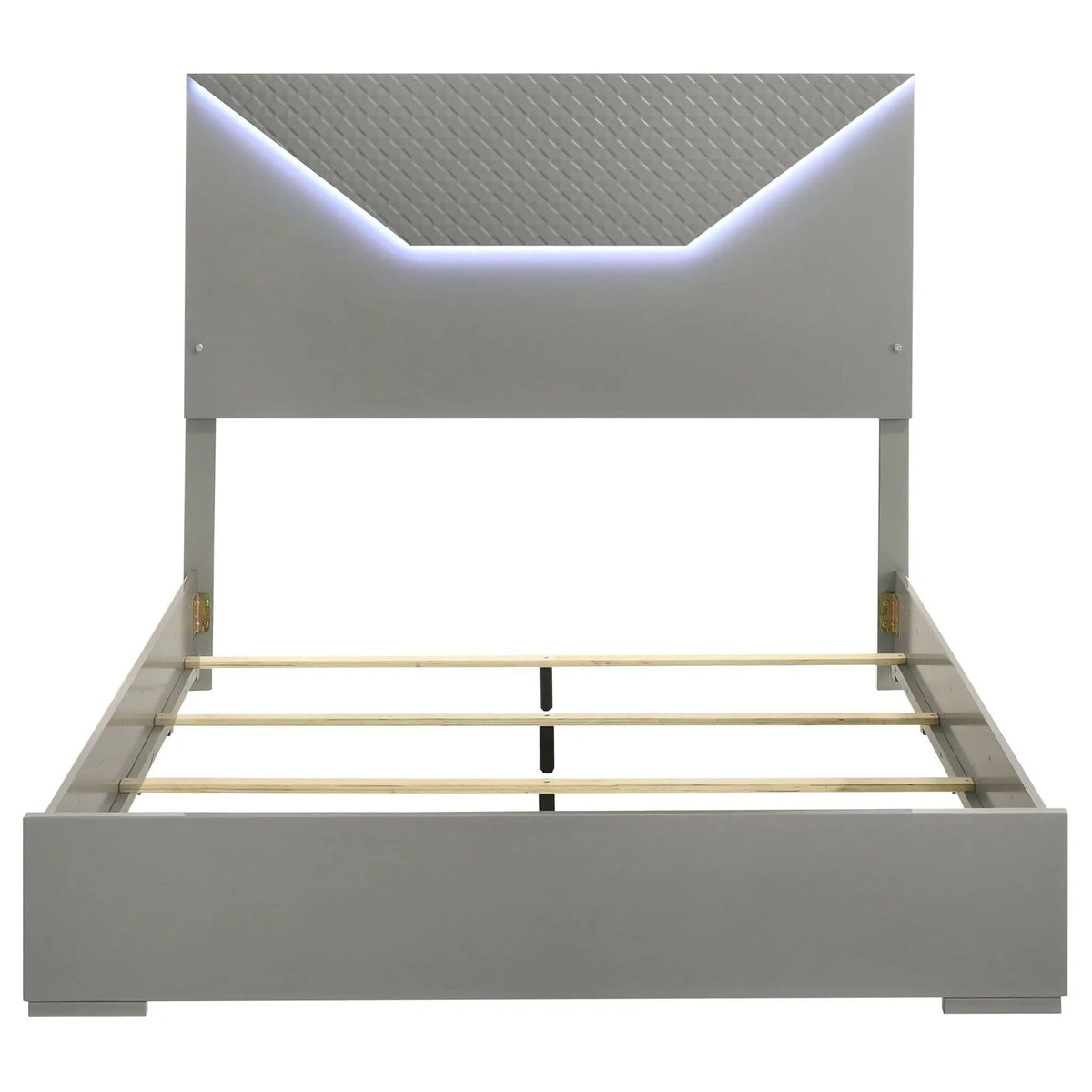 Ives Queen Panel Bed LED Headboard Grey High Gloss | 63.5 x 83.5 x 56.75 in | Bedroom Furniture | Bedroom
