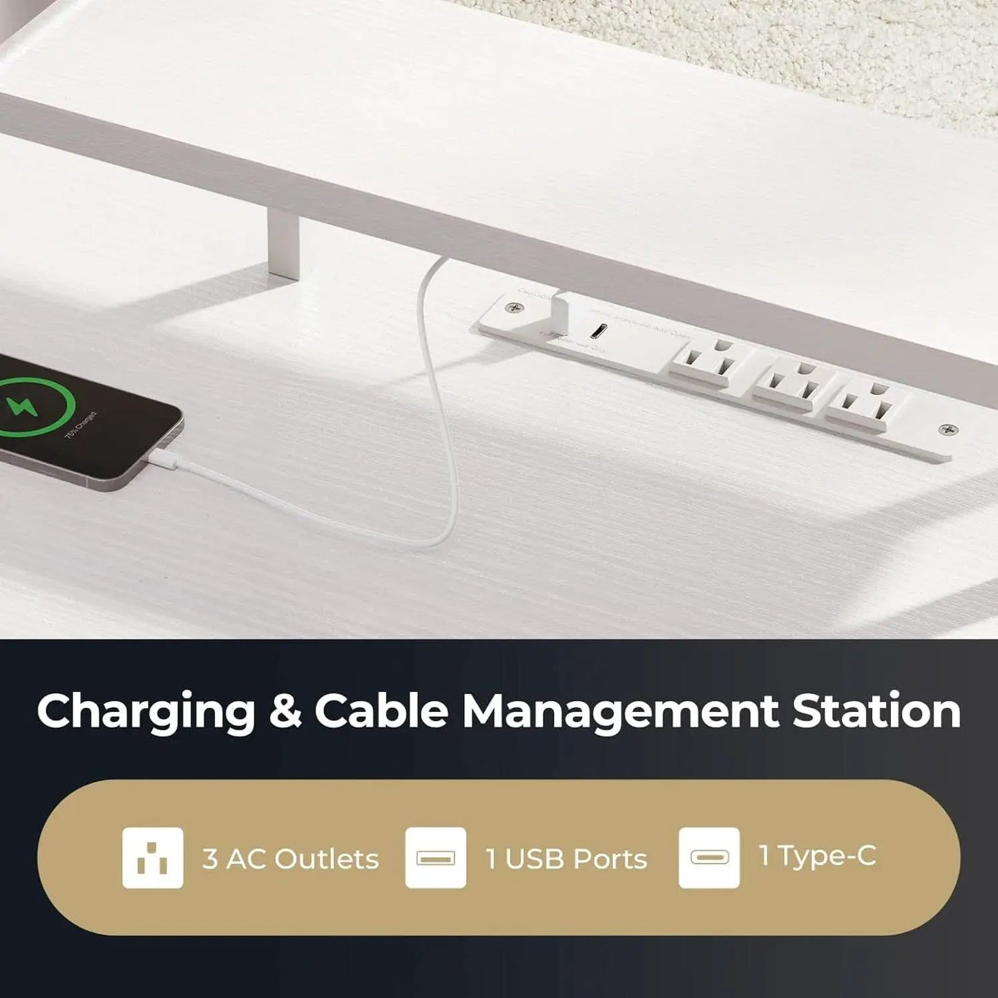 Electric L Shaped Standing Desk 59 Inch With Power Outlets from PriceLows™