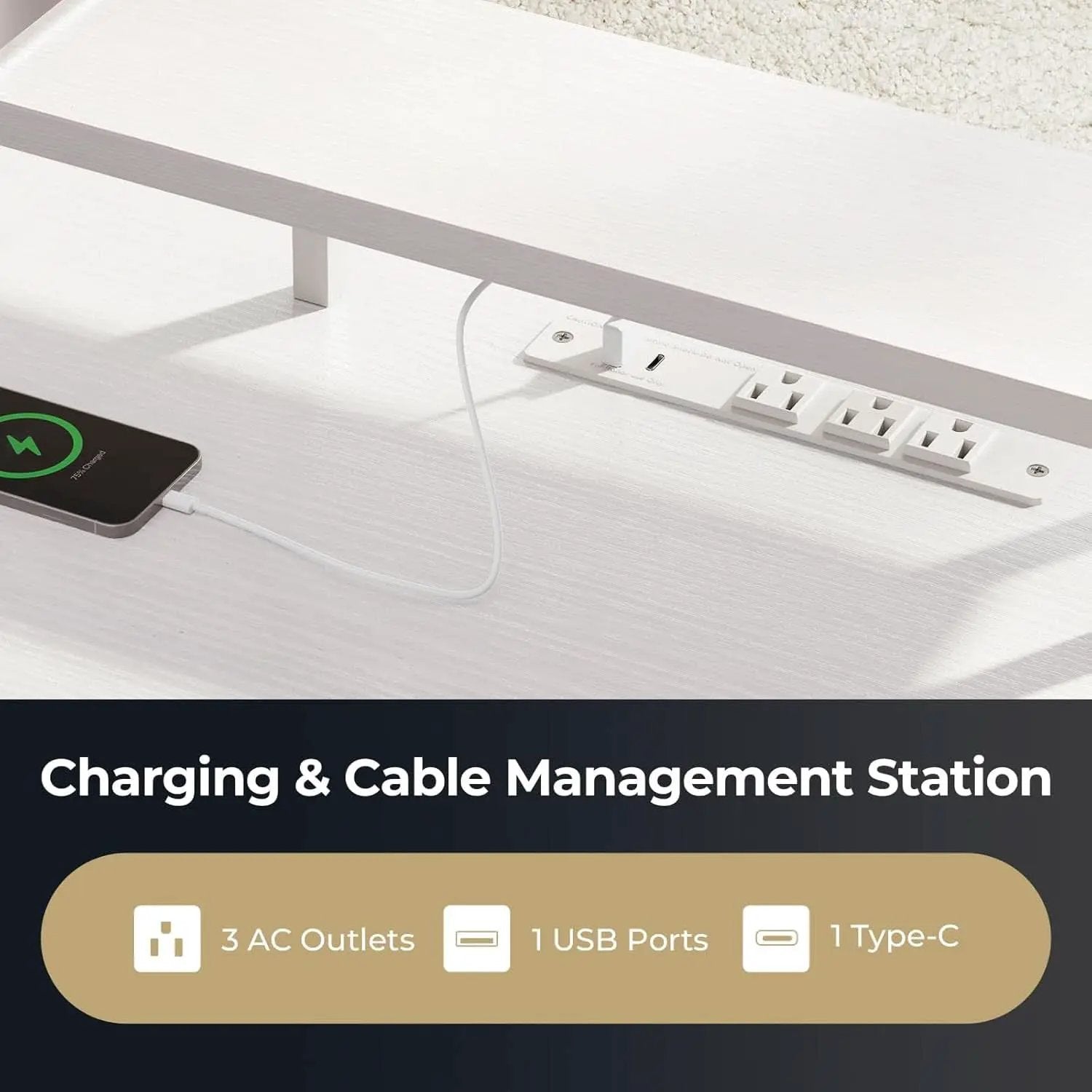Electric L Shaped Standing Desk 59 Inch With Power Outlets from PriceLows™