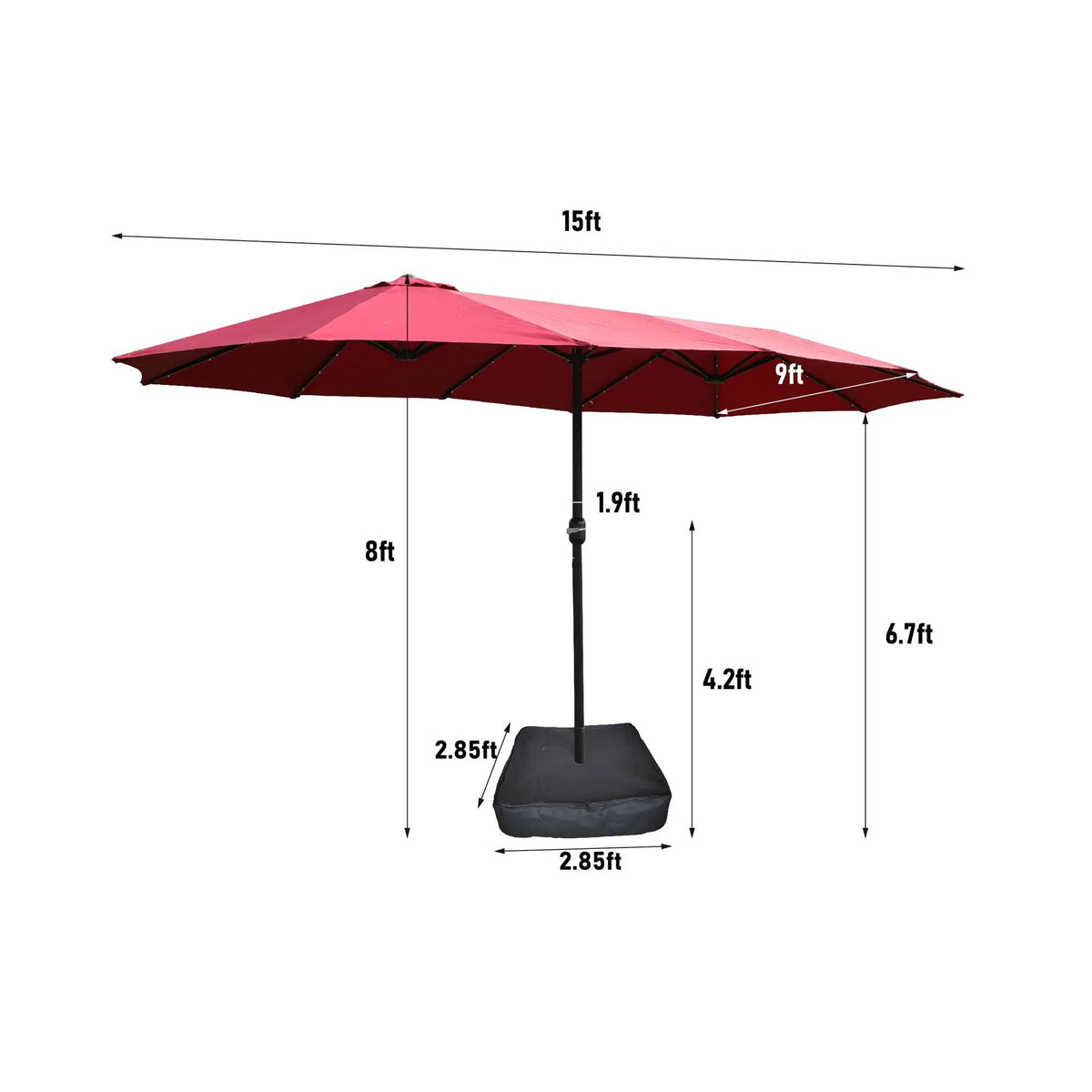 Outdoor Market Umbrella | 15FT Rectangular | Double Sided