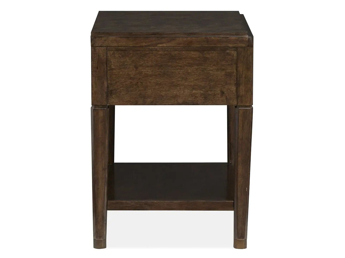 Rowan Open Nightstand Nightstands w/ Charging Station | 20 x 26 x 27.5 in | Metal & Veneer | Espresso