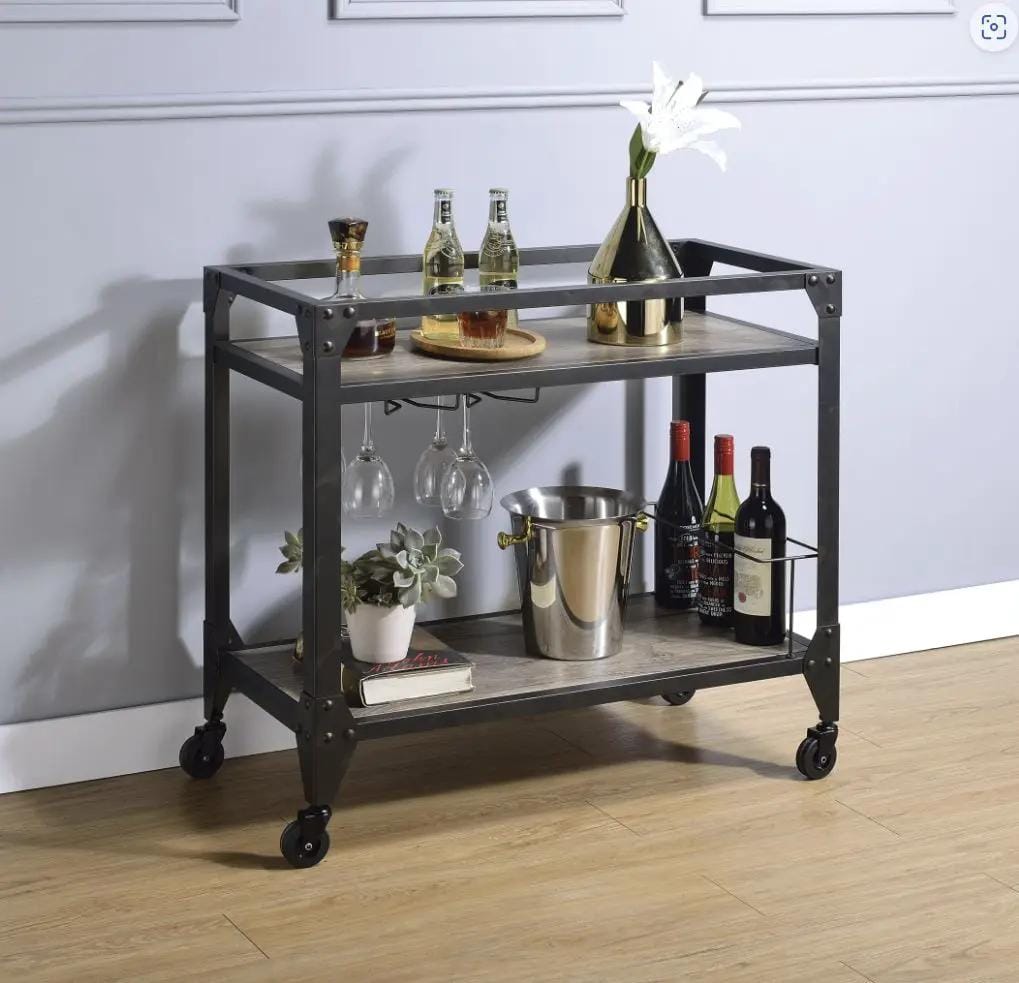Jorgensen Serving Cart | 16 x 32 x 31 in | Metal & Wood | Charcoal