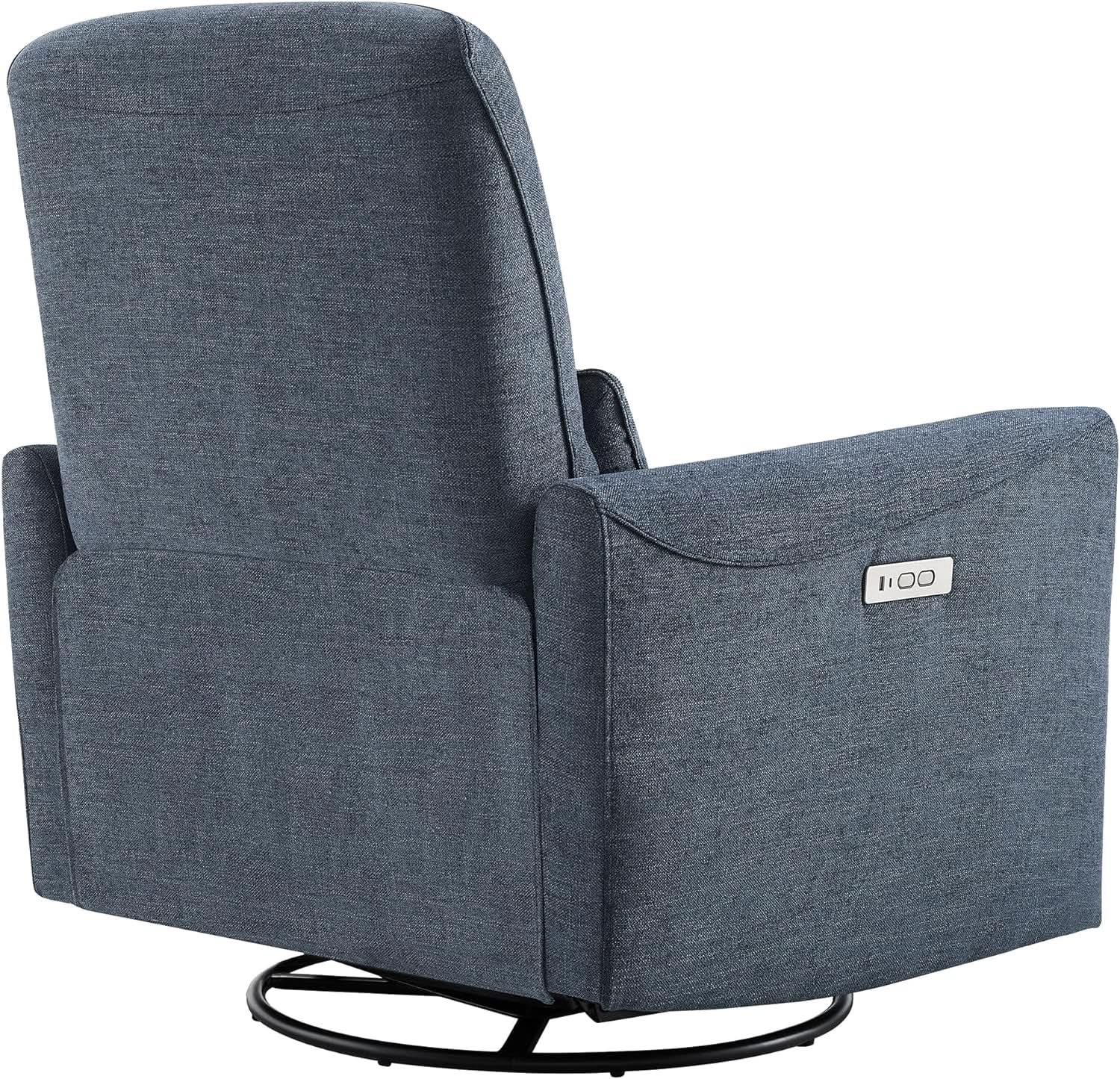 Ink Blue Power Swivel Glider Recliner With USB Charging from PriceLows™