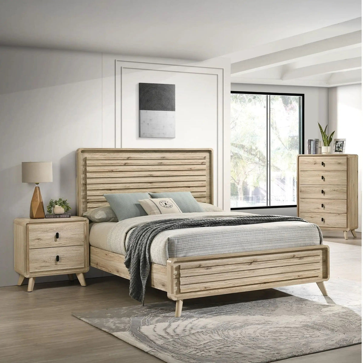 Chest With 5 Drawers - | 35.43 x 15.59 x 52.36 in | Wood | Beige