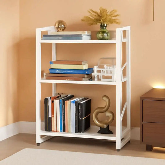 White 3 Tier Bookshelf for Small Space Living Room from PriceLows™