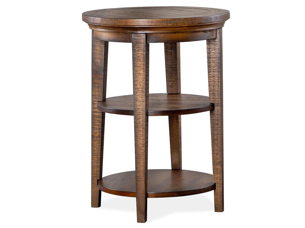 Bay Creek Round Accent End Table | Toasted Nutmeg | Pine Veneer And Solids | 18 Inch Diameter