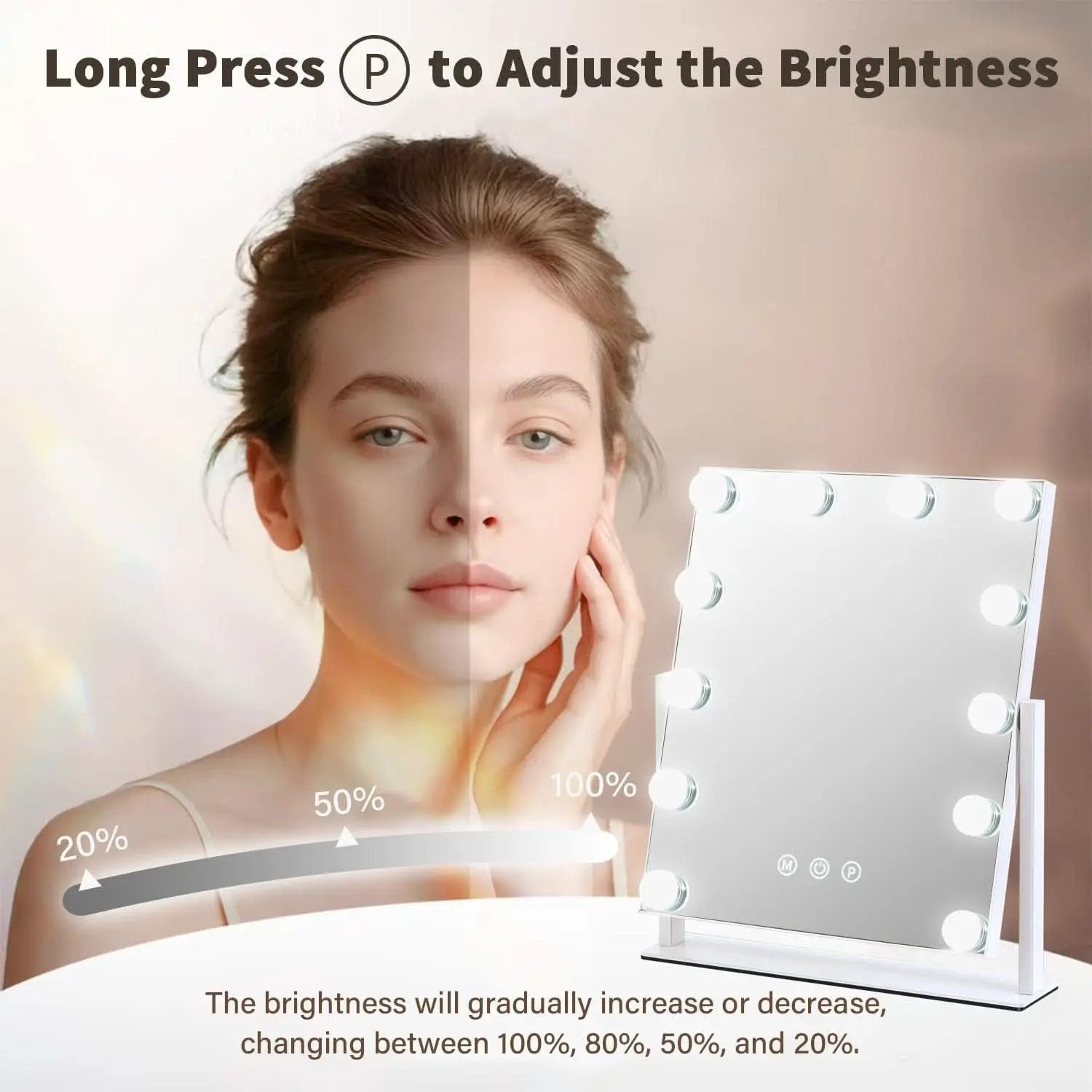 13 By 11 Lighted Makeup Vanity Mirror 12 Dimmable Bulbs from PriceLows™