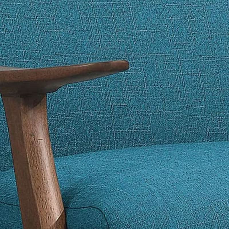 Blue Elle Accent Chair With Linen Upholstery Retro Style from PriceLows™