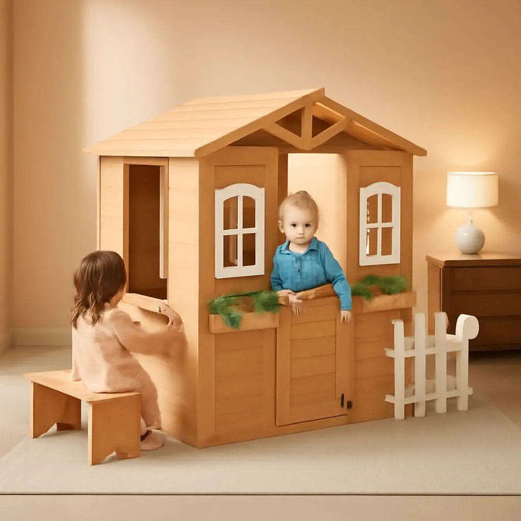 Kids Outdoor Wood Playhouse With Working Door And Windows from PriceLows™