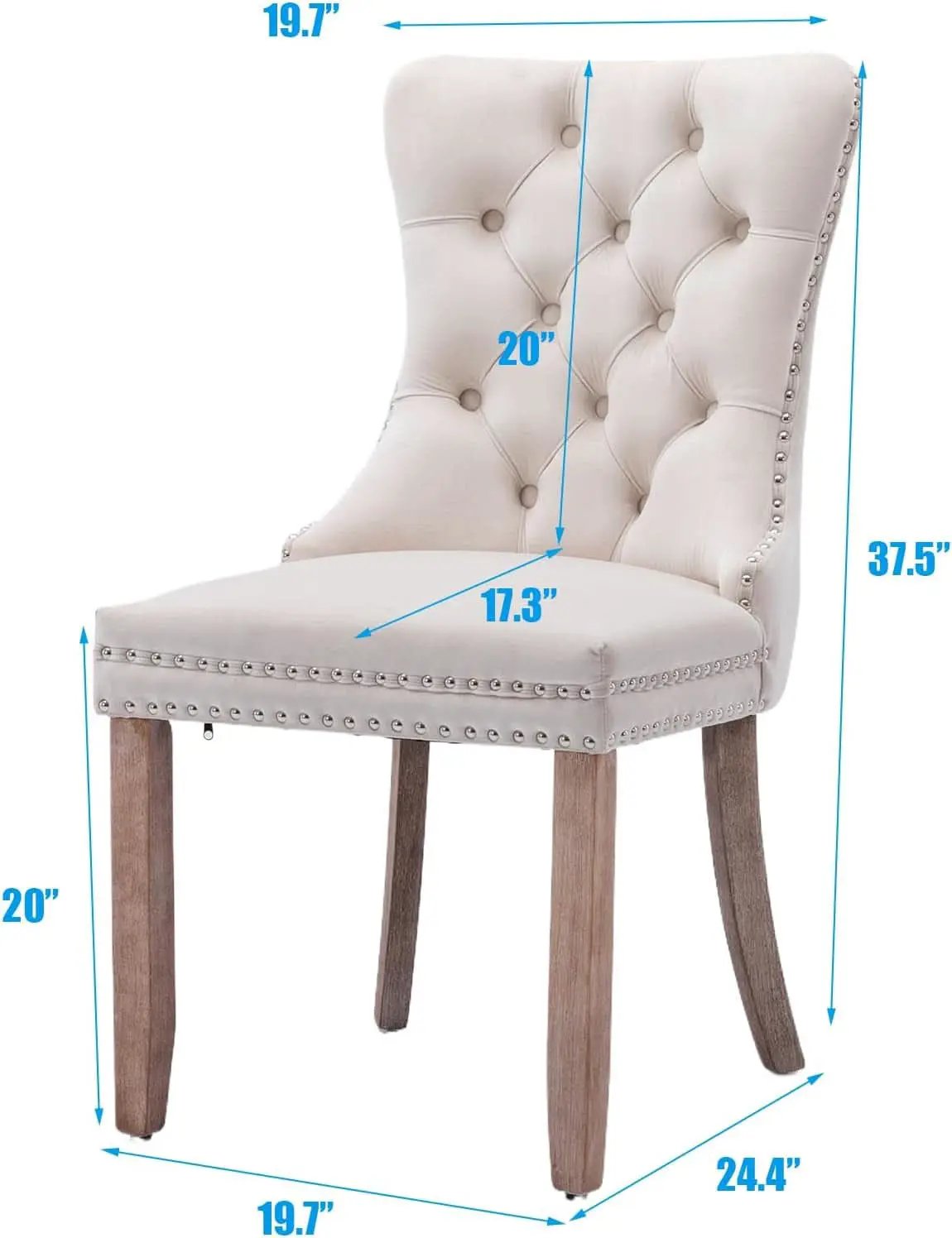 Velvet Dining Chairs Set Of 6 Beige Tufted High Back from PriceLows™
